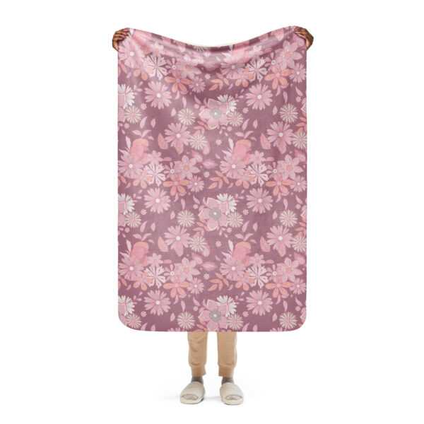 Purple Pastel Floral Print Sherpa blanket