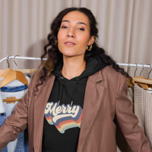 Merry Retro Unisex Eco Raglan Hoodie