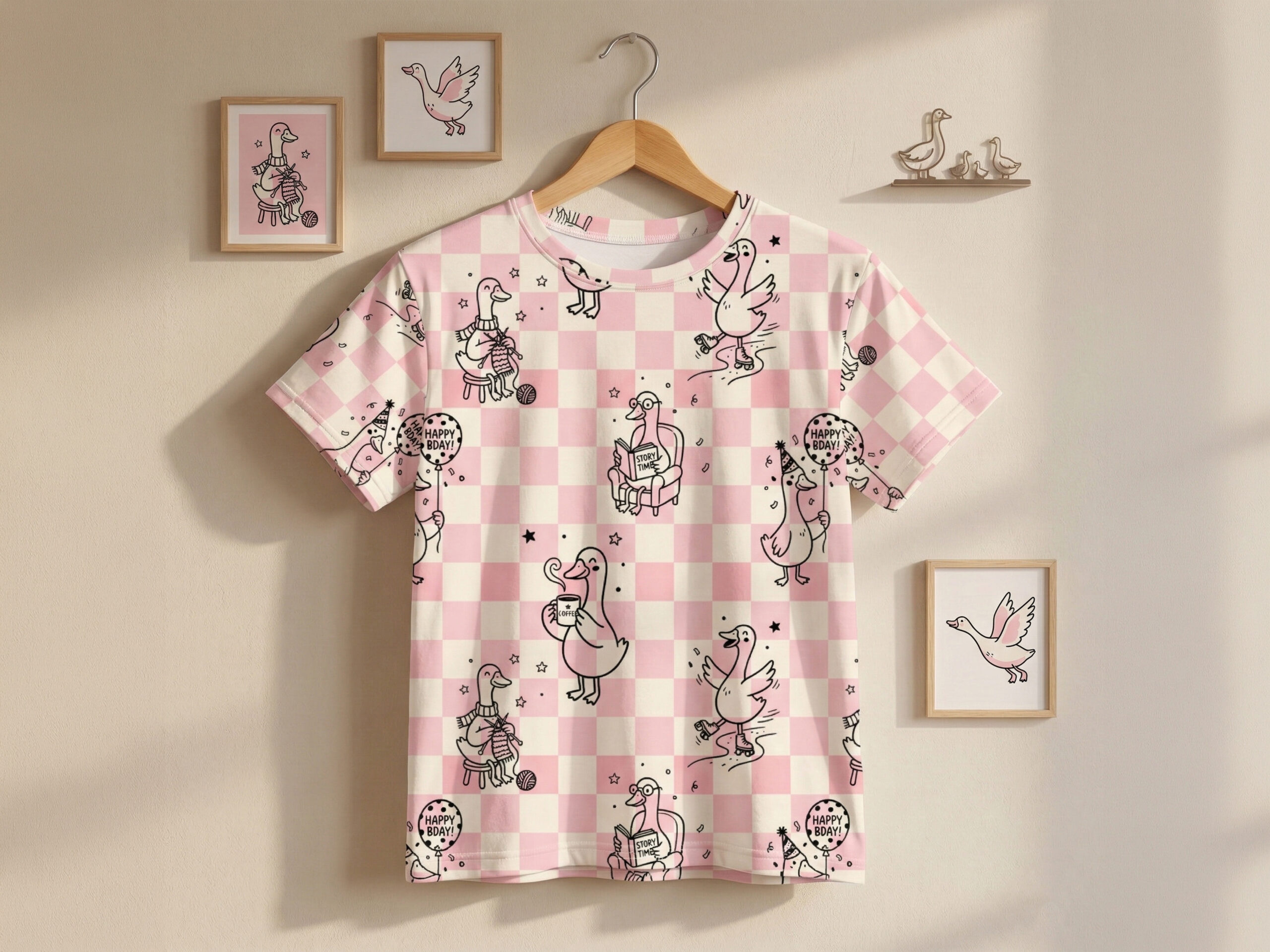 Silly Goose Family On Hanger All Over Print Youth Cotton Crew Neck T Shirt White Back 69aae4dcb6124 Scaled