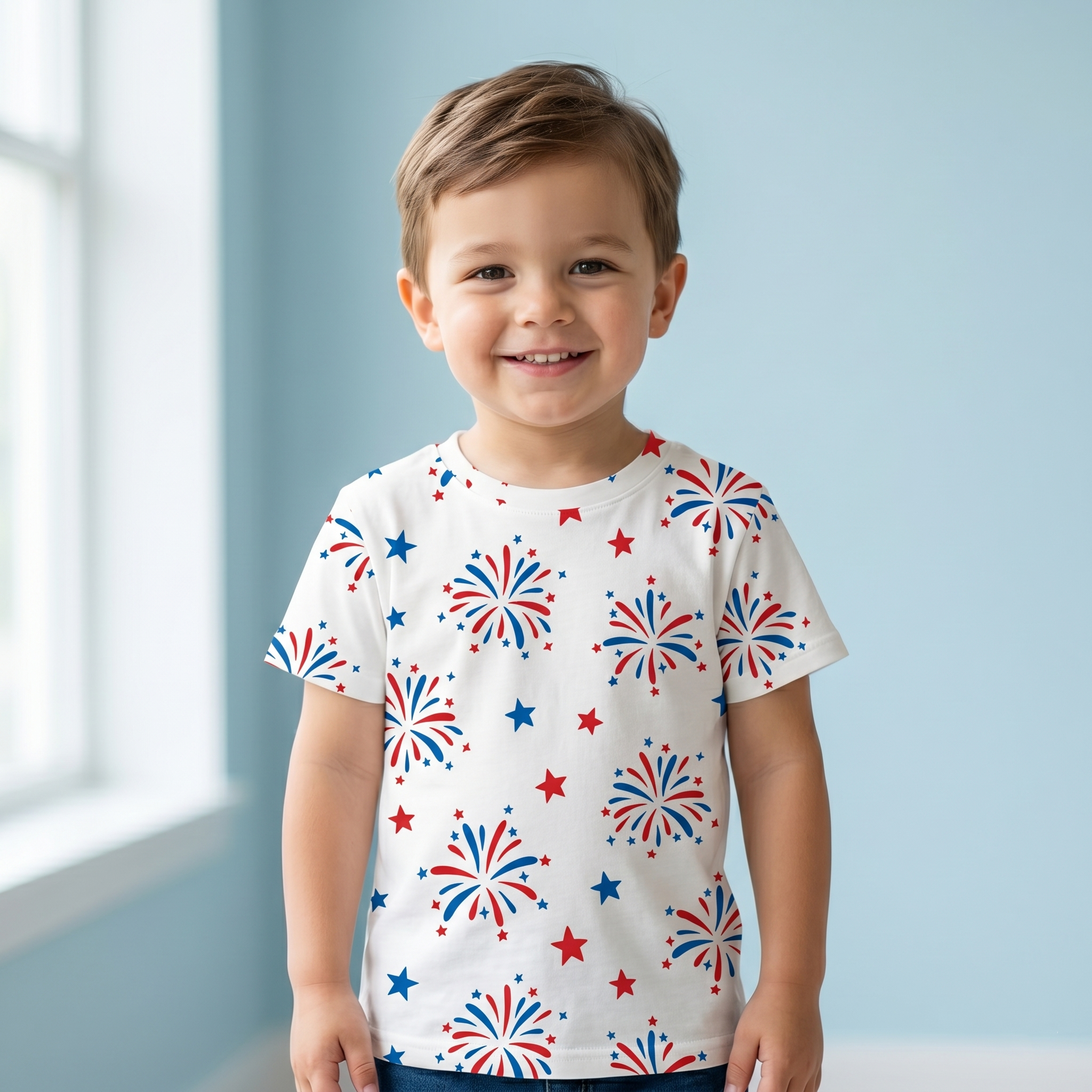model boy all over print kids cotton crew neck t shirt white front 6a1d7cba11377 model boy all over print kids cotton crew neck t shirt white front 6a1d7cba11377