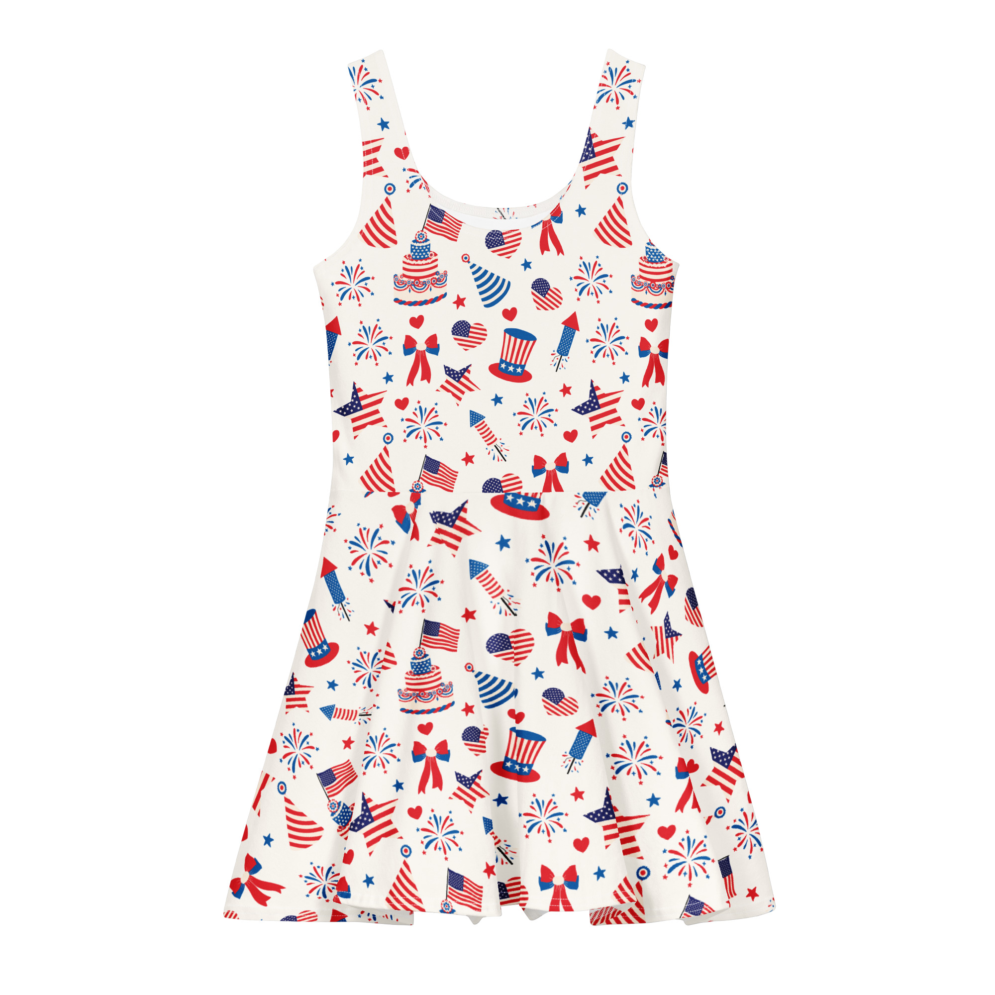 All Over Print Cotton Skater Dress White Front 6a43ba4b4a14d