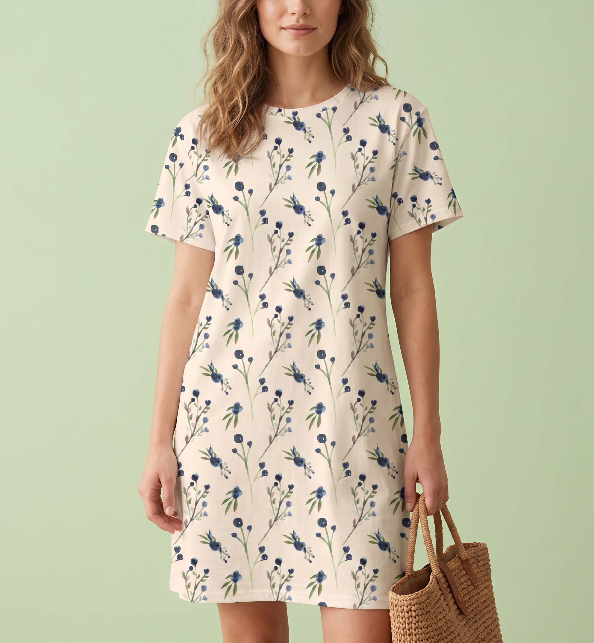 blueberry pattern t shirt dress model blueberry pattern t shirt dress model